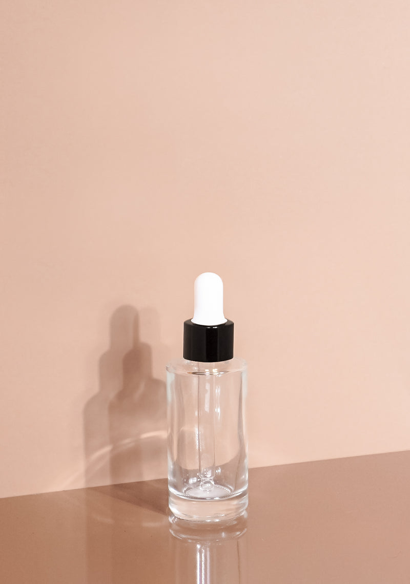 Princi Glass Bottle | Clear | White Rubber Dropper