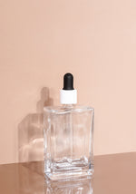Lily Glass Bottle | Clear | Black Rubber Dropper