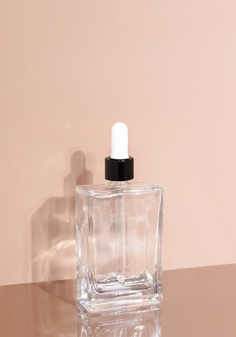Lily Glass Bottle | Clear | White Rubber Dropper