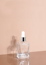 Lily Glass Bottle | Clear | White Rubber Dropper