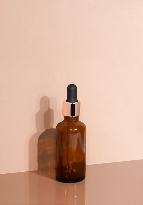 Cole Glass Bottle | Amber | Black Rubber Dropper
