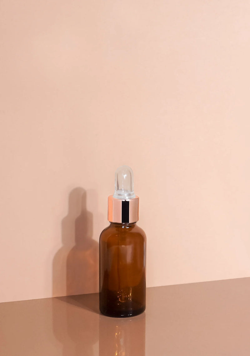 Cole Glass Bottle | Amber | Clear Rubber Dropper