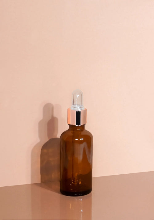 Cole Glass Bottle | Amber | Clear Rubber Dropper