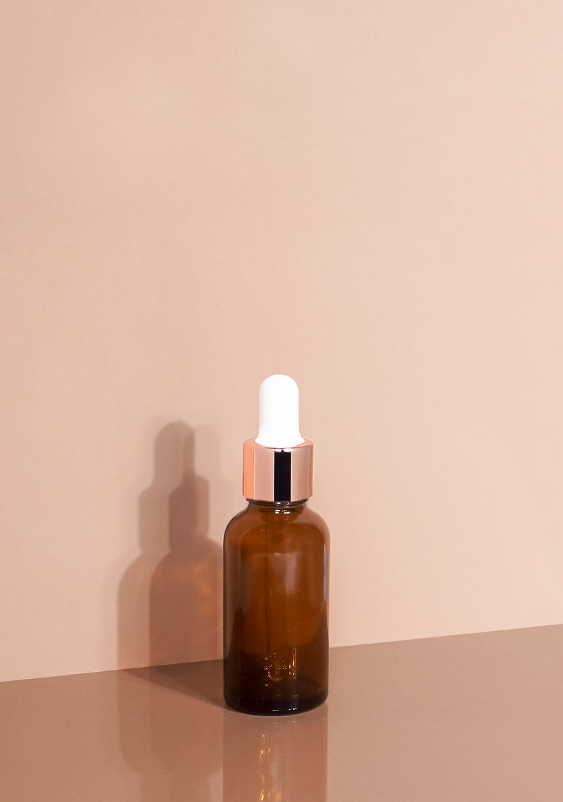 Cole Glass Bottle | Amber | White Rubber Dropper