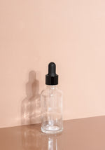 Cole Glass Bottle | Clear | Black Rubber Dropper