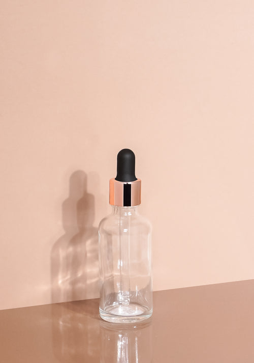Cole Glass Bottle | Clear | Black Rubber Dropper
