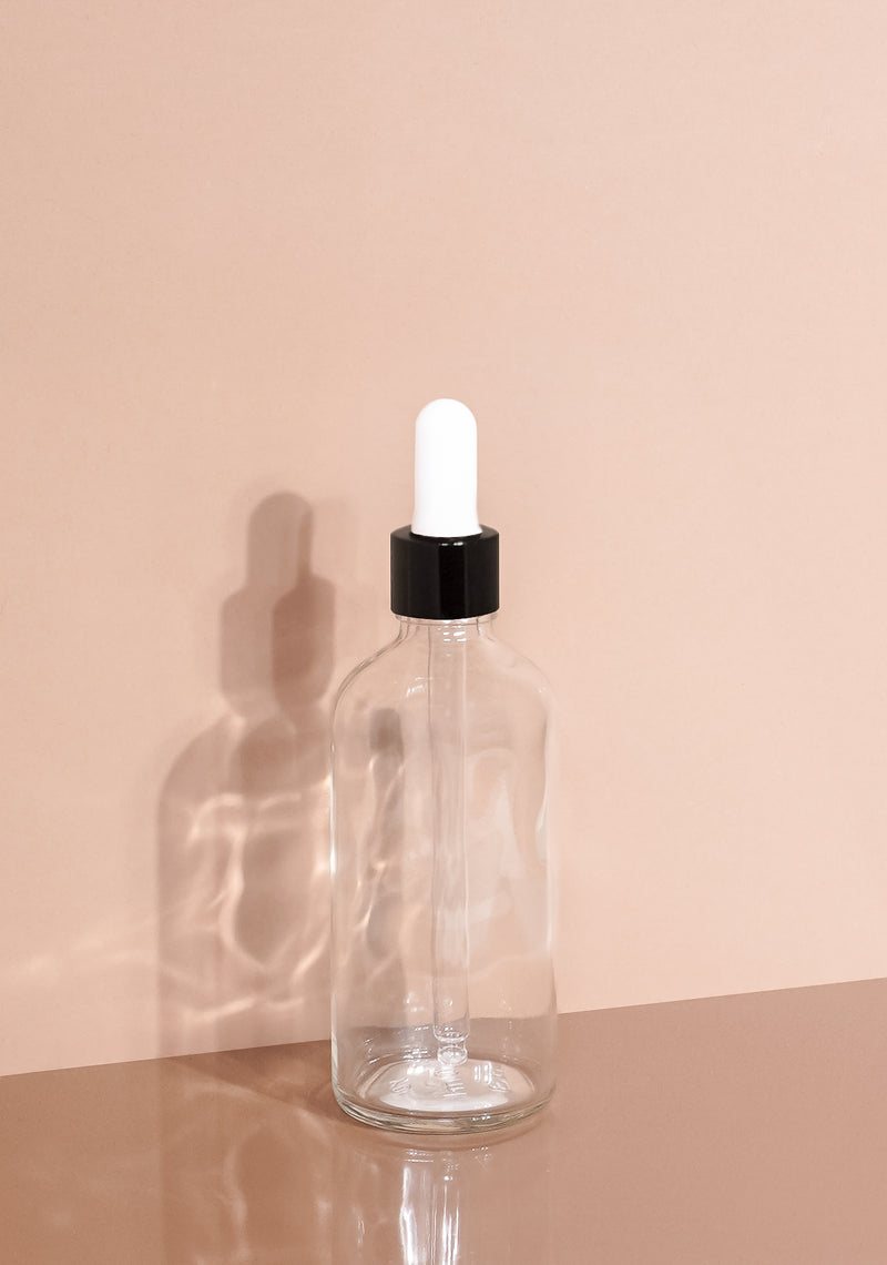 Cole Glass Bottle | Clear | White Rubber Dropper