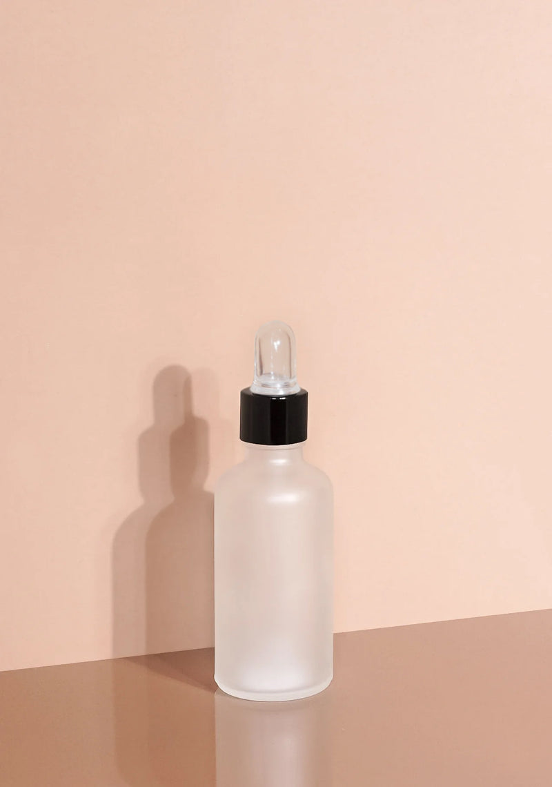 Cole Glass Bottle | Frost | Clear Rubber Dropper