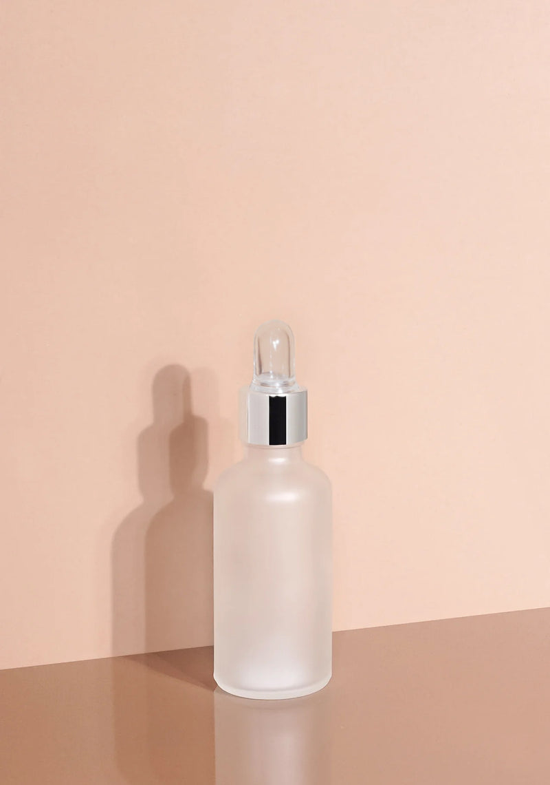 Cole Glass Bottle | Frost | Clear Rubber Dropper