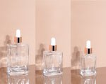 Lily Glass Bottle | Clear | White Rubber Dropper